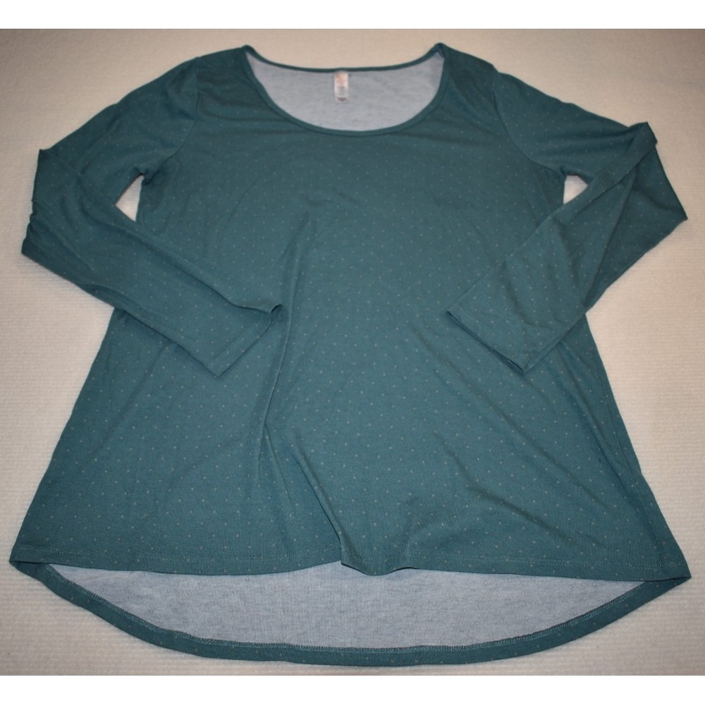 Lularoe Women's Medium Green Polka Dots Long Sleeve Blouse